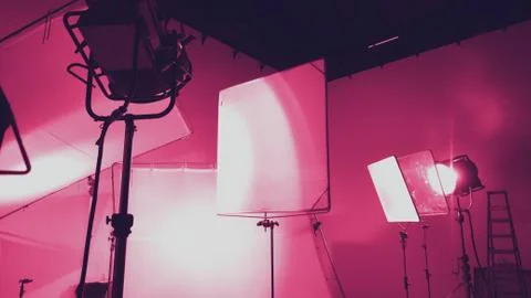 Flash light on tripod in studio production set up for photographer Stock Photos
