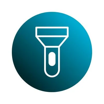A flash light vector graphic icon in a vibrant blue circle offers minimalis.. 스톡 일러스트