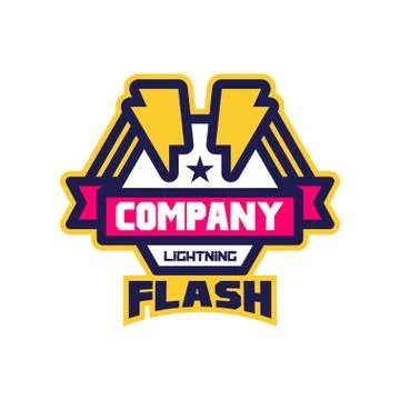 Flash lightning company logo template, design element for business badge, power Stock Illustration