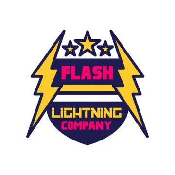 Flash lightning company logo template, badge with lightning symbol, design Stock Illustration