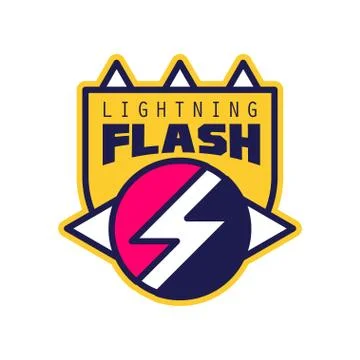 Flash lightning logo, badge with lightning symbol, design element for company Stock Illustration