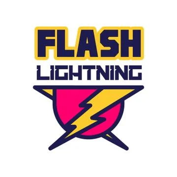 Flash lightning logo, badge with lightning symbol, design element for company Stock Illustration