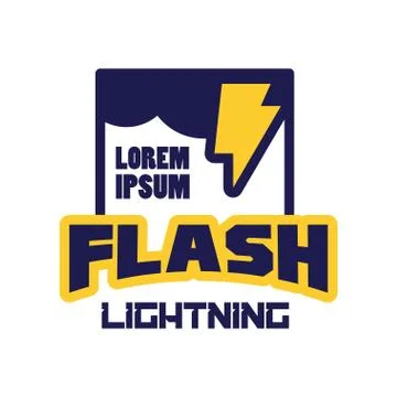 Flash lightning logo, badge with lightning symbol, design element for company Stock Illustration