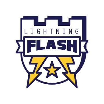 Flash lightning logo template, badge with lightning symbol, design element with Stock Illustration