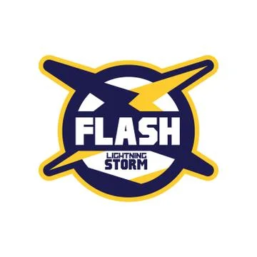 Flash lightning storm logo template, company identity label, business badge Stock Illustration