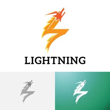 Flash Lightning Thunder Dragon Electricity Power Energy Logo Stock Illustration