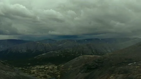A flash of lightning at the top of the mountain. The dramatic grandeur of nature Stock Footage 221943562