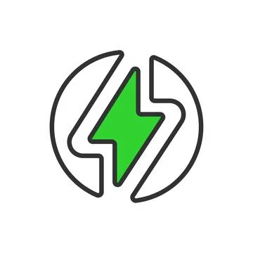 Flash, in line design, green. Flash, lighting, speed, photography on white Stock Illustration