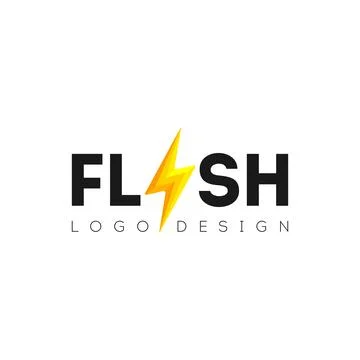 Flash logo design with lightning symbol Stock Illustration