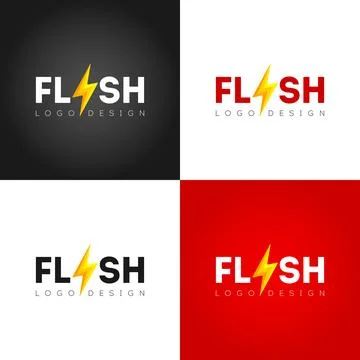 Flash logo design with lightning symbol Stock Illustration