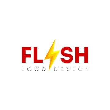 Flash logo design with lightning symbol Stock Illustration