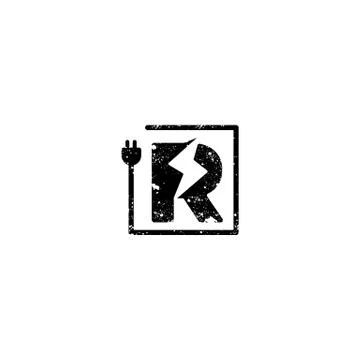 Flash logo initial r symbol electrical vector icon element isolated Stock Illustration