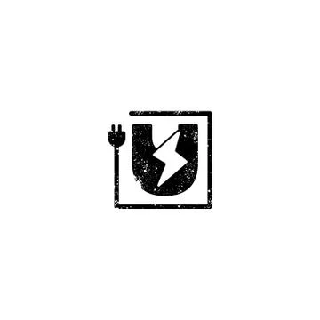Flash logo initial u symbol electrical vector icon element isolated Stock Illustration