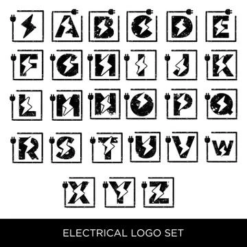Flash logo a-z symbol electrical vector icon element isolated Stock Illustration