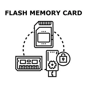 Flash memory card data storage devices concept Stock Illustration
