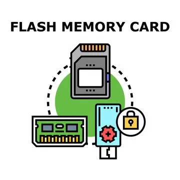 Flash memory card data storage devices concept Stock Illustration