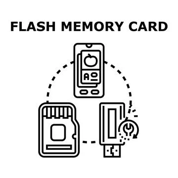 Flash memory card digital data storage device concept イラスト素材