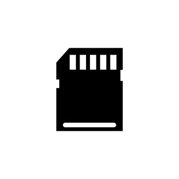 Flash Memory Card, Micro SD Storage. Flat Vector Icon illustration. Simple bl Stock Illustration