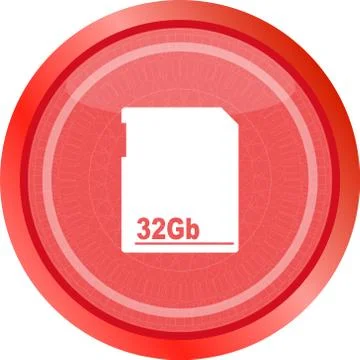 Flash memory card web button icon isolated on white Stock Illustration