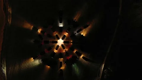 Flash mob cars. Gradually lights on cars come on Stock Footage 172008045