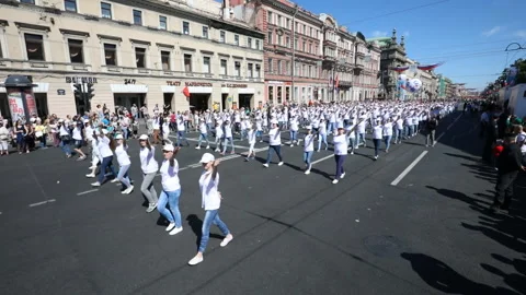 Flash mob I Love SPB in Saint Petersburg, Russia Stock-Footage 136413059