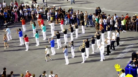 Flash mob on the Malta pier Stock Footage 149428527