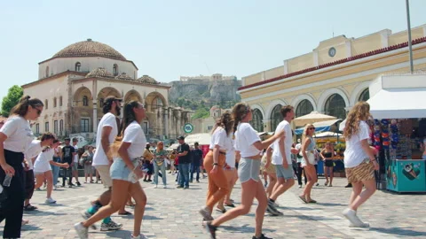 Flash mob in Monastiraki Square, Athens Video stock 220140295