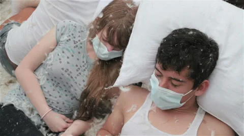 Flash mob pillow fight Stock Footage 40416422