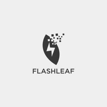 Flash nature leaf simple logo template vector illustration icon element Stock Illustration