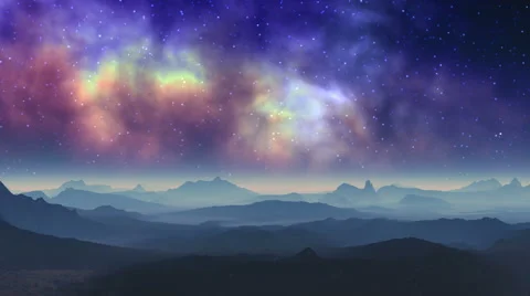 Flash in the nebula over an alien planet Stock Footage 49410529