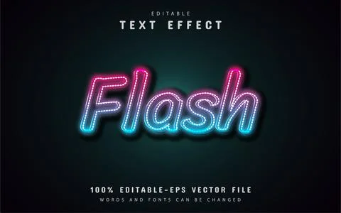 Flash neon text effects Stock Illustration