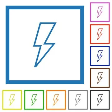 Flash outline flat framed icons Illustrazione stock