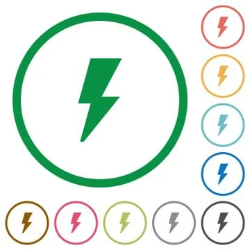 Flash outlined flat icons Stock Illustration