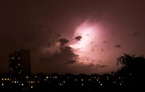 Flash over the city. Stock Photos