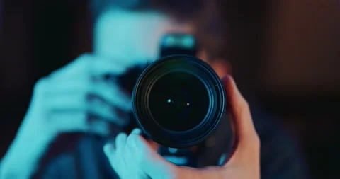 Flash photography with DSLR camera Stock Footage
