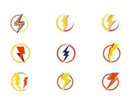 Flash power thunderbolt icons vector Stock Illustration