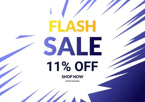 Flash Sale 11 off Vector Banner Template with Ten Percent Discount Offer Stock Illustration