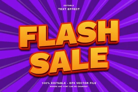 Flash Sale 3d Text Effect with Cartoon Style Stock Illustration
