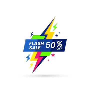 Flash Sale 50 Off Dynamic Lightning Bolt Promotion Stock Illustration