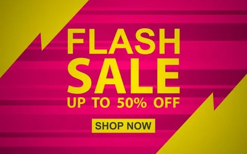 Flash sale banner background, vector design template for promotional event Stock Illustration