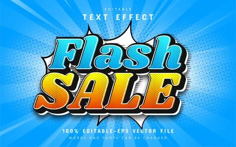 Flash sale comic style text effect editable Illustrazione stock