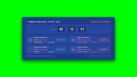 Flash Sale Countdown Timer Green Screen Video stock 346483048