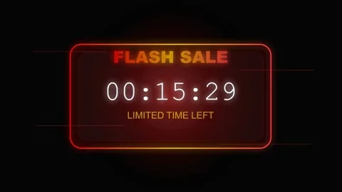 Flash Sale Digital Countdown Timer Animation Vídeos de archivo 335400561