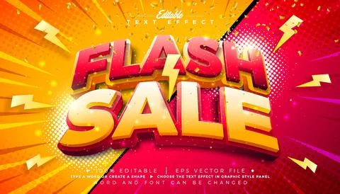 Flash Sale Editable Text Effect Design Vector Graphic Style with Shadow and 3 스톡 일러스트