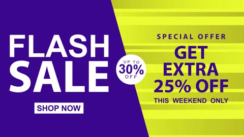 Flash sale, graphic elements. Flashing banner design 4k animation. Stock Footage 348004863