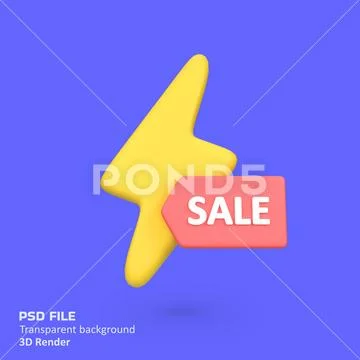 Flash sale isolated 3d render icon illustration Plantilla PSD