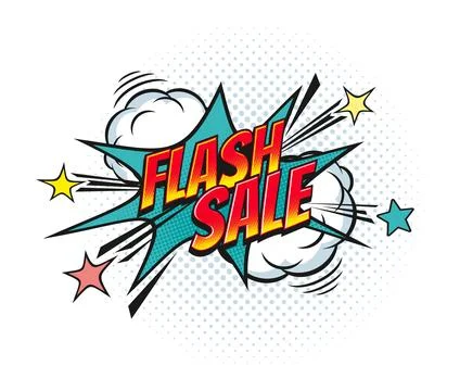 Flash sale speech bubble with comic pop art effect 库存插图