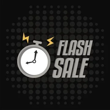 Flash sale with stopwatch icon. Vector Stock Illustration