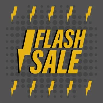Flash sale text with bolts. Vector Stock Illustration