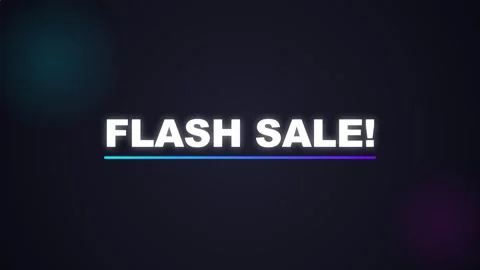 Flash sale text with neon underline on dark bokeh background Stock Footage 346506821